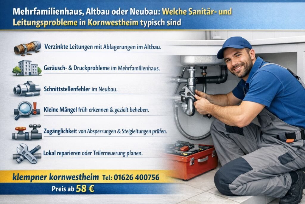 Klempner Kornwestheim repariert Rohr unter Spüle – Sanitärservice ab 58€ Tel. 01626400756