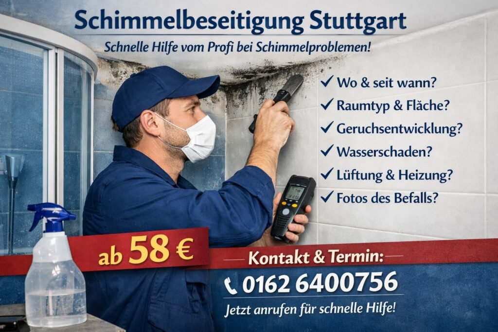 Schimmelbeseitigung in Stuttgart – Klempner entfernt Schimmel im Badezimmer