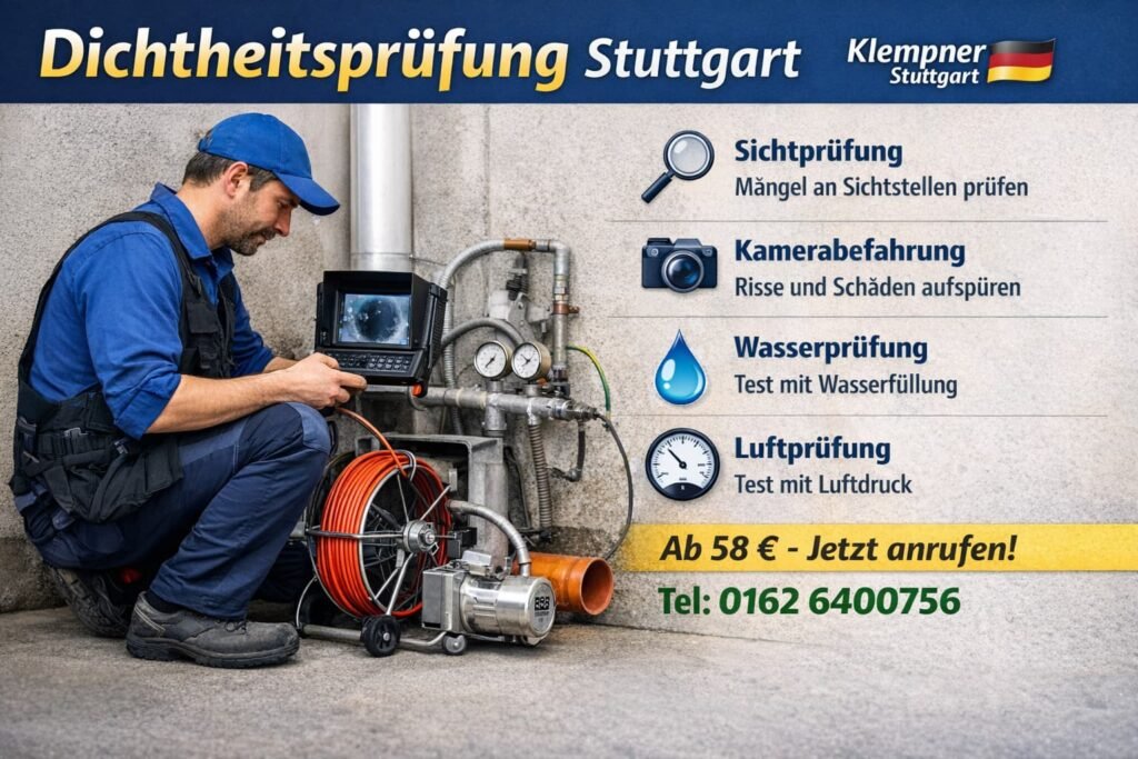Klempner Stuttgart führt professionelle Dichtheitsprüfung mit Kamerainspektion durch