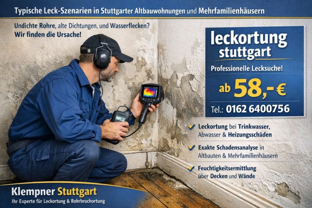 Klempner Stuttgart bei der professionellen Leckortung in einer Altbauwohnung in Stuttgart