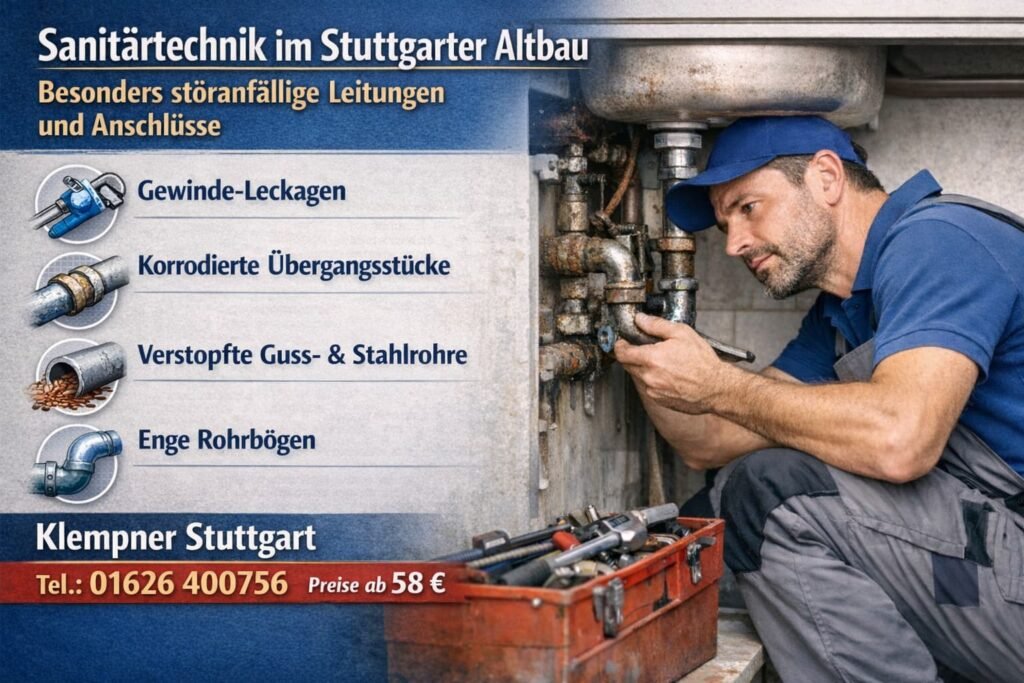 Klempner Stuttgart repariert Sanitärtechnik – schneller Service ab 58€