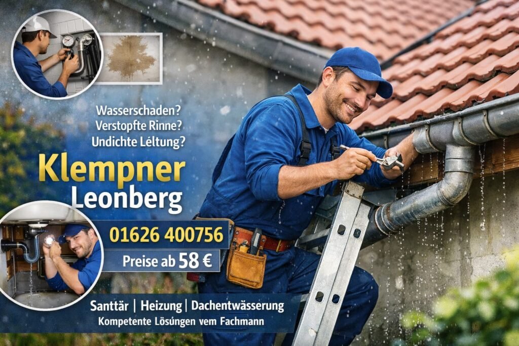 Klempner in Leonberg repariert Dachrinne und behebt Wasserschaden – zuverlässiger Sanitärservice ab 58 € in Stuttgart