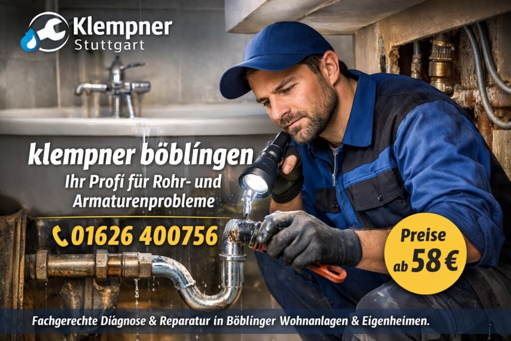 Klempner Stuttgart behebt Rohrleck in Böblingen – professionelle Reparatur ab 58€