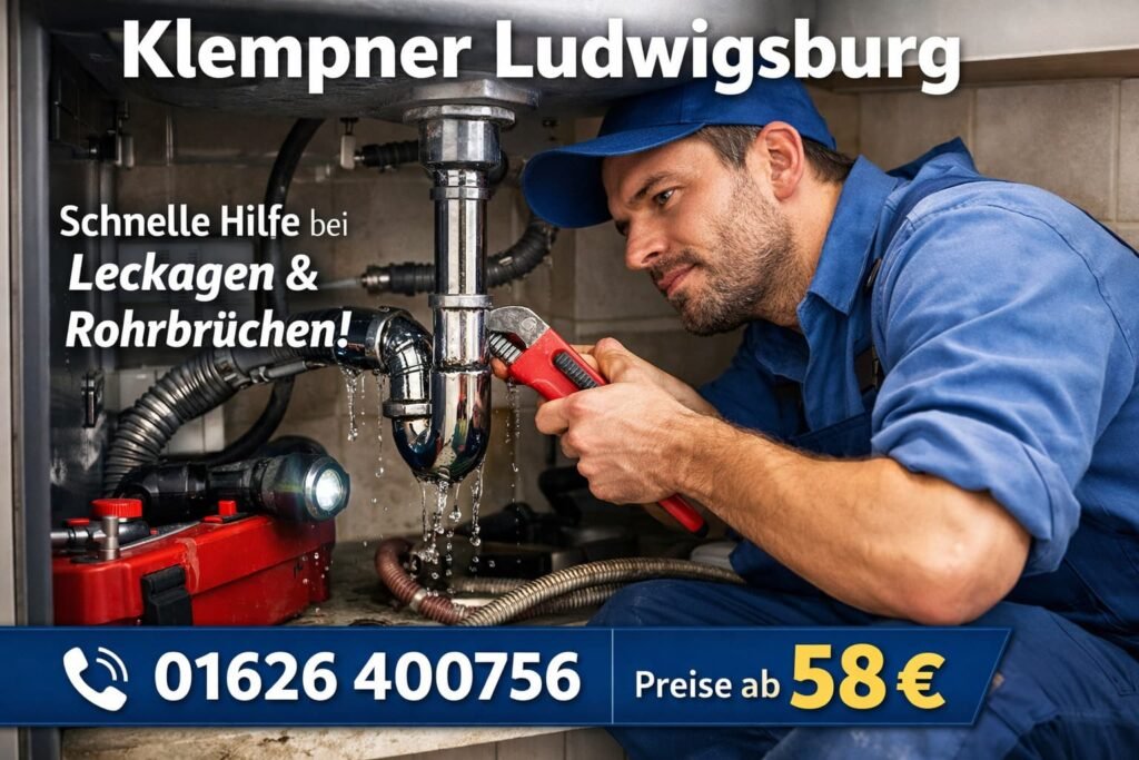 Klempner Ludwigsburg behebt Rohrleck unter Spüle – schneller Service ab 58€