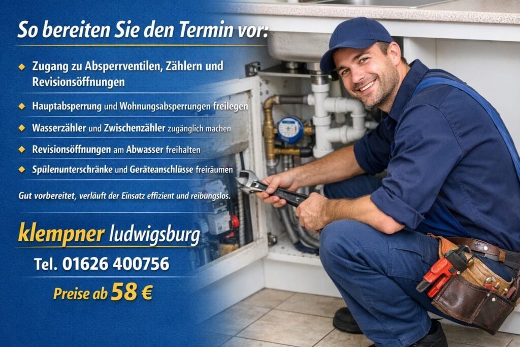 Klempner Ludwigsburg repariert Rohr unter Spüle – professionelle Sanitärhilfe ab 58 €
