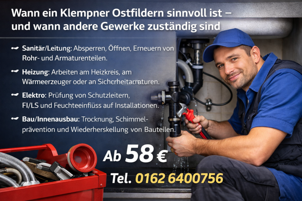 Klempner Ostfildern repariert Rohrleck unter Spüle ab 58€ mit schneller Hilfe