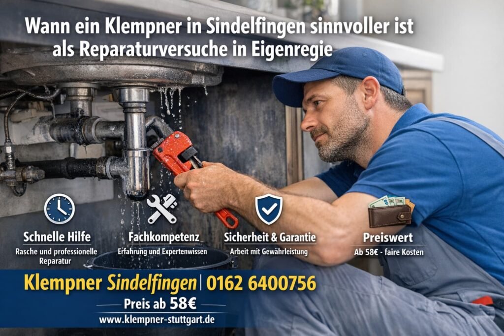 Klempner Sindelfingen repariert Rohrleck unter Spüle – schneller Service ab 58€