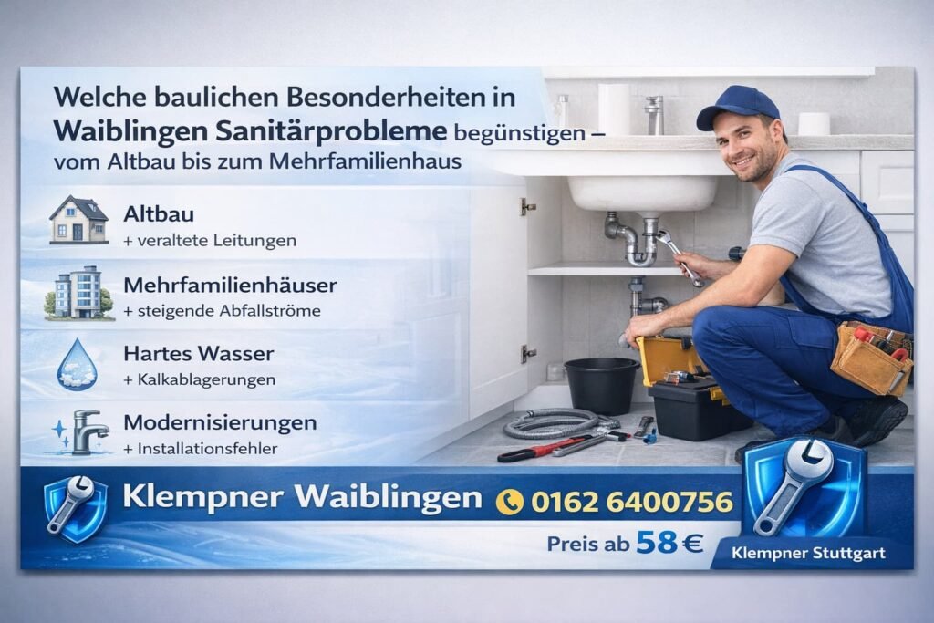 Klempner Waiblingen repariert Sanitärprobleme im Altbau und Mehrfamilienhaus – Service ab 58€ in Stuttgart