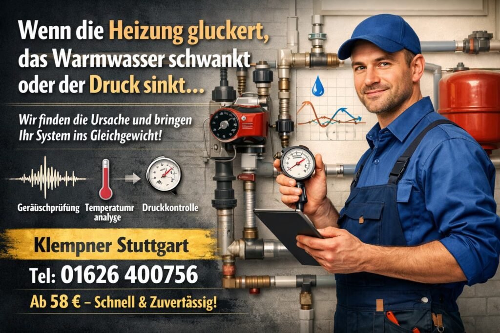 Klempner Stuttgart repariert Heizungsprobleme – Service ab 58 €, Tel