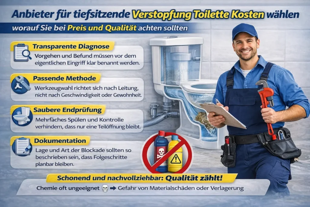 Anbieter für tiefsitzende verstopfung toilette kosten wählen: worauf Sie bei Preis und Qualität achten sollten