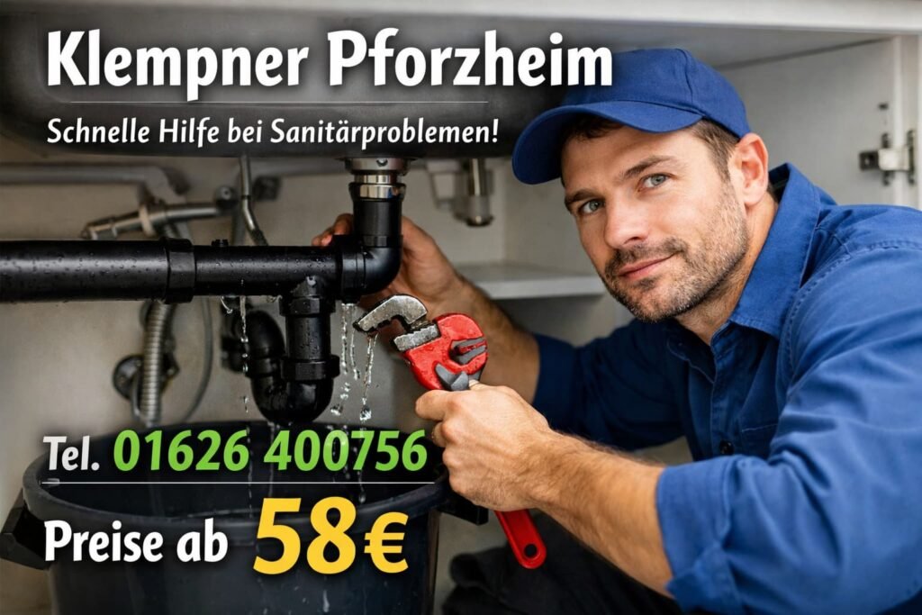 Klempner Pforzheim repariert Rohrleck unter Spüle – Notdienst ab 58€ mit schneller Hilfe