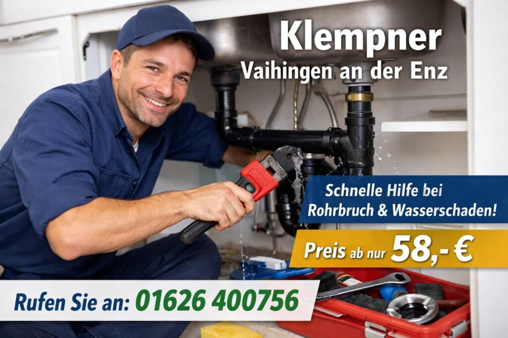 Klempner in Vaihingen an der Enz repariert Rohrbruch – schneller Service ab 58 €