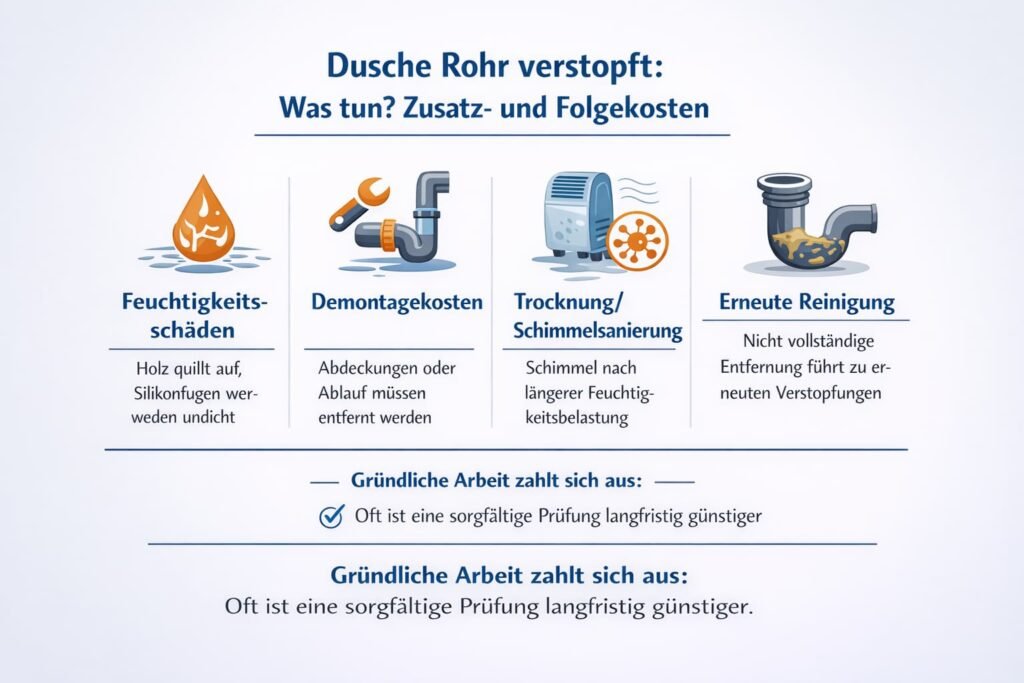 Dusche Rohr verstopft was tun: Zusatz- und Folgekosten