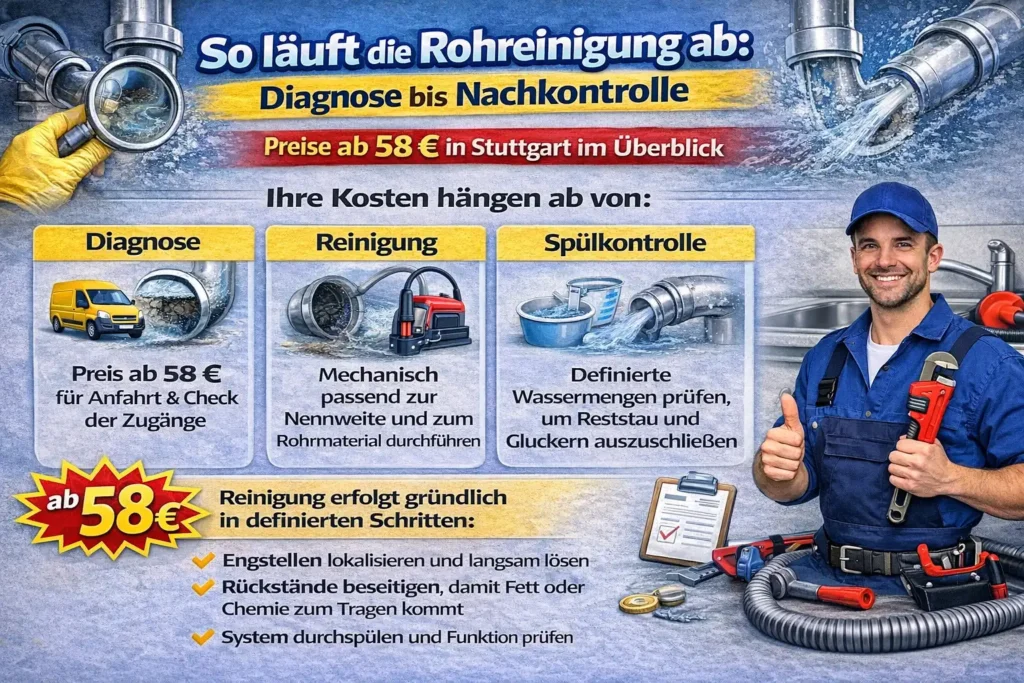 So läuft die Rohrreinigung ab: Diagnose bis Nachkontrolle