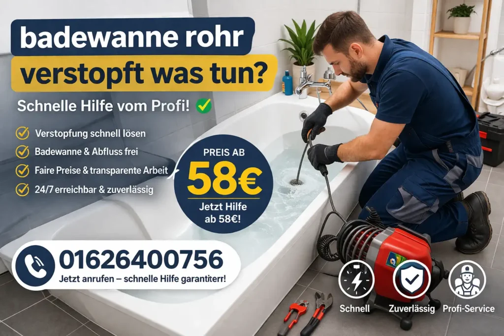 Was kostet badewanne rohr verstopft was tun in Stuttgart? Preise ab 58 € im Überblick