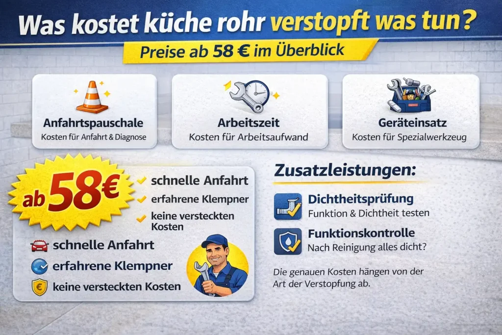 Was kostet küche rohr verstopft was tun? Preise ab 58 € im Überblick