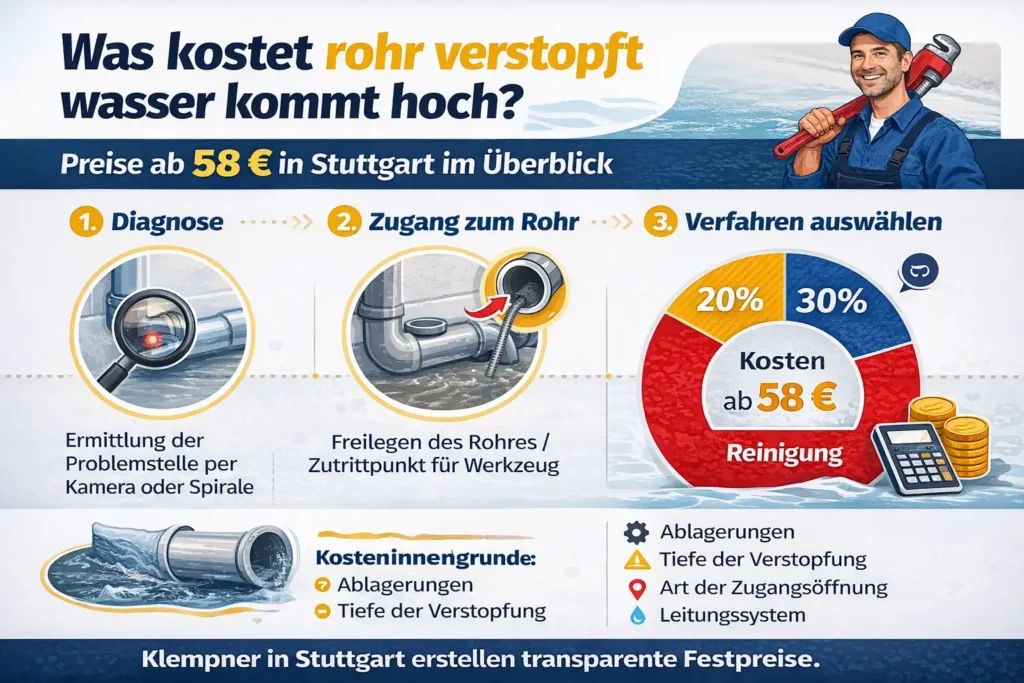 Was kostet rohr verstopft wasser kommt hoch? Preise ab 58 ⏠in Stuttgart im Ăberblick