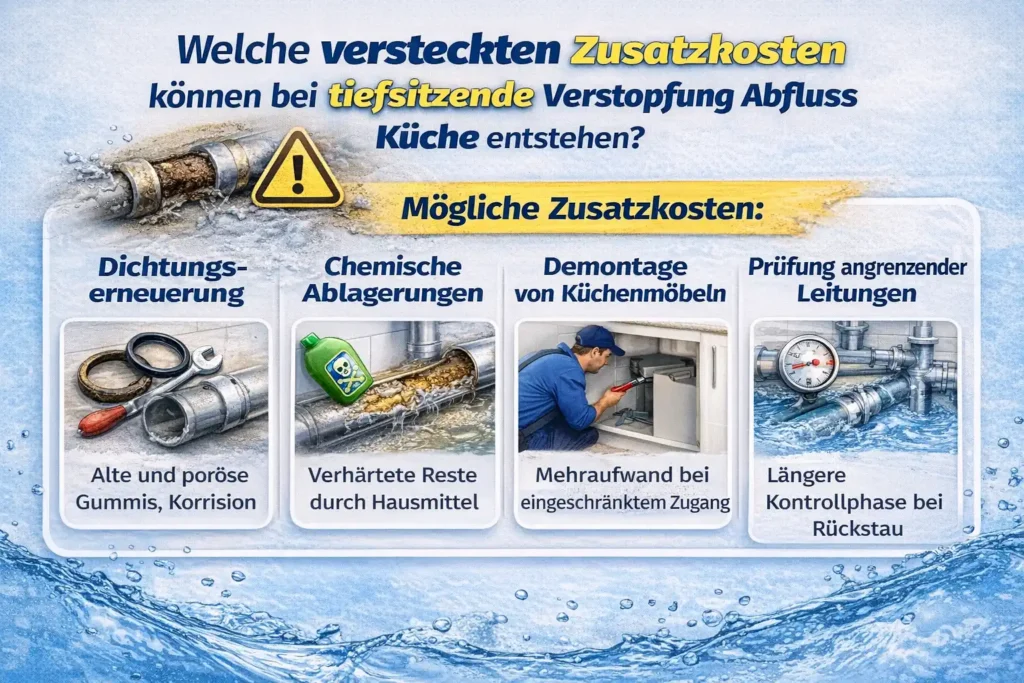 Welche versteckten Zusatzkosten können bei tiefsitzende verstopfung abfluss küche entstehen?