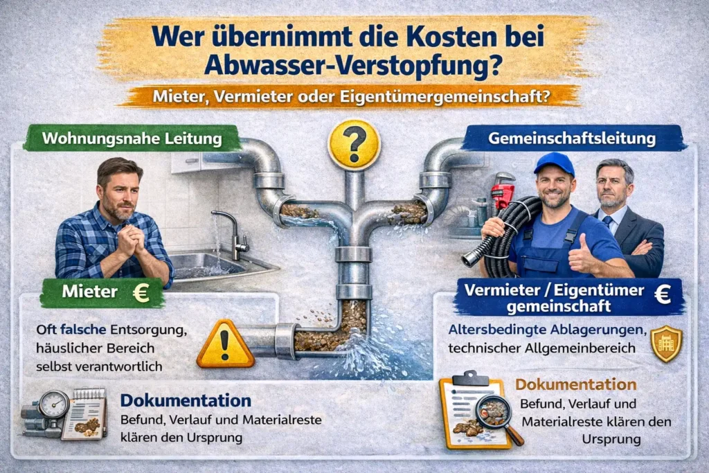 Wer übernimmt die Kosten bei Abwasser-Verstopfung?