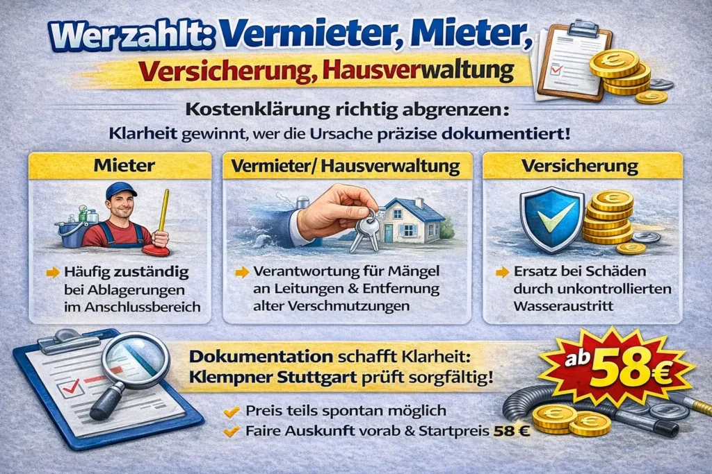 Wer zahlt: Vermieter, Mieter, Versicherung, Hausverwaltung