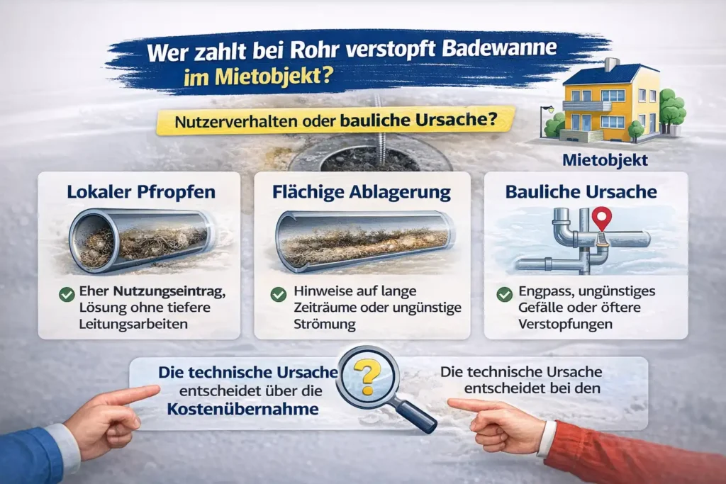 Wer zahlt bei rohr verstopft badewanne im Mietobjekt
