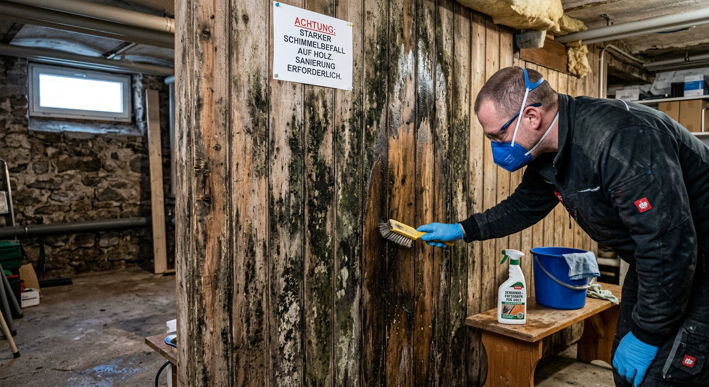 schimmel entfernen auf holz