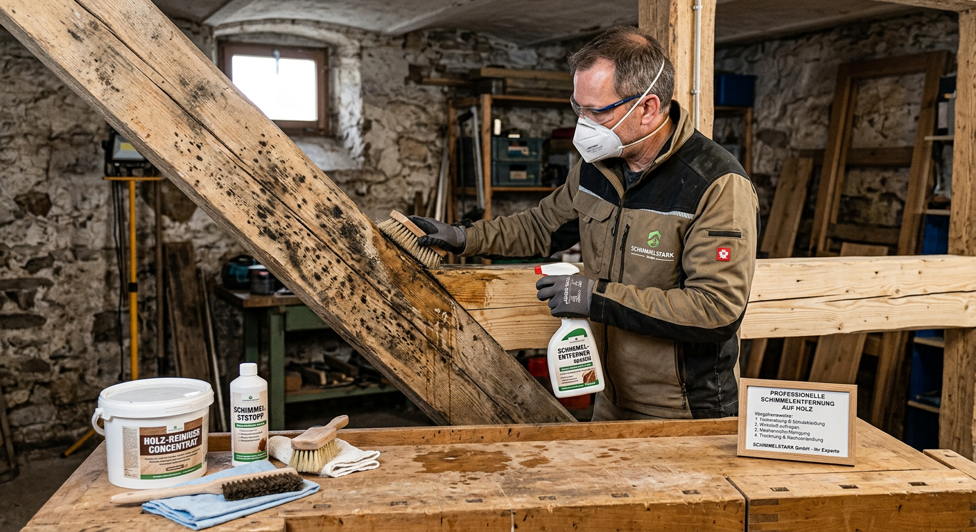 schimmel entfernen auf holz
