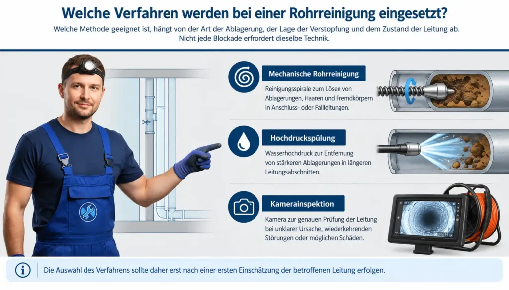 Welche Verfahren werden bei einer Rohrreinigung eingesetzt