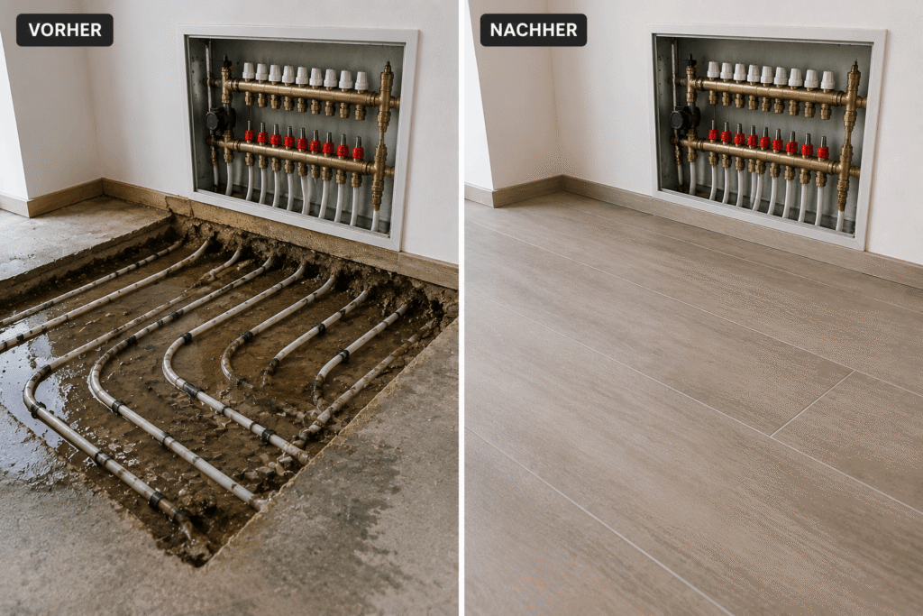 Fußbodenheizung undicht Versicherung – professionelle Leckortung bei Wasserschaden unter Estrich und Bodenbelag