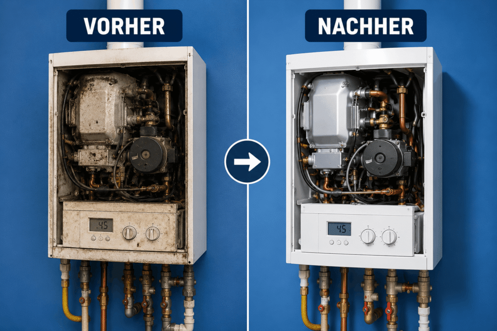 Gasheizung Wartung selber machen – Vorher-Nachher Vergleich einer Heizungswartung